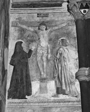 Szenen aus dem Leben des heiligen Bernardin, Schutzmantelmadonna und weitere Szenen — Kreuzigung