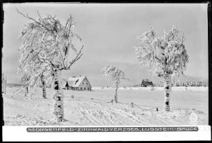 Zinnwald-Georgenfeld im Erzgebirge, Lugstein-Baude im Winter