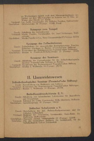 II. Unterrichtswesen
