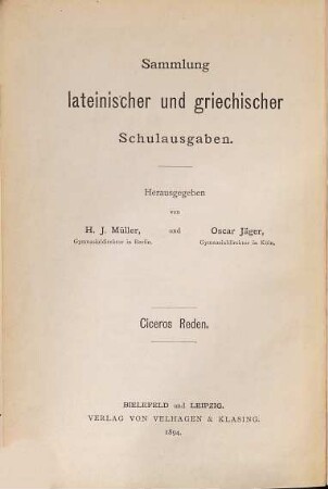 Reden, 2,[1]. Die vier Reden gegen Lucius Sergius Katilina : Text