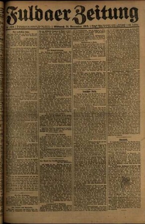 Erste Ausgabe vom Mittwoch, den 31. Dezember 1919.