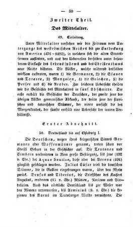Zweiter Theil. Das Mittelalter