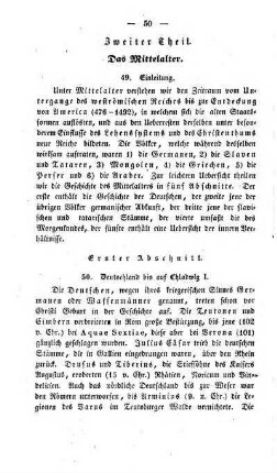 Zweiter Theil. Das Mittelalter