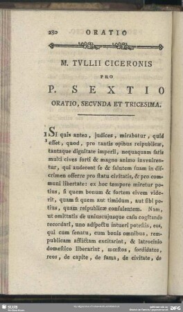 Pro P. Sextio Oratio, Secunda Et Tricesima