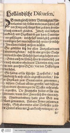 Holländische Discursen.