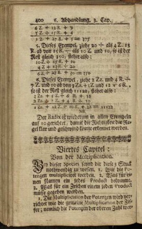 Viertes Capitel: Von der Multiplication.