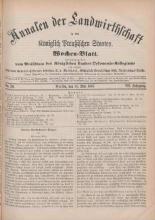 No. 20. Berlin, den 15. Mai 1867. VII. Jahrgang.