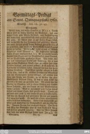 [No. 15.] Vormittags-Predigt am Sonnt. Quinquagesimä 1762. Evang. Luc. 18, 31 - 43.