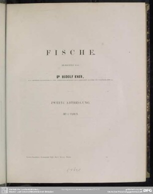 Zoologischer Theil ; Bd.1, Abth. 2: Fische