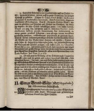 II. Eingige Grund-Sätze (oder Hypotheses) die Astronomiam betreffend