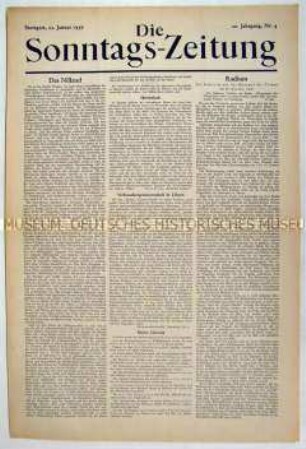 Wirtschaftspolitisches Wochenblatt "Die Sonntags-Zeitung"