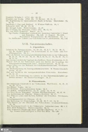 XVII. Naturwissenschaften