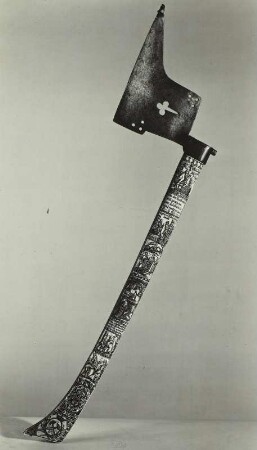 Bergbarte (Paradebarte), Röhrenbarte, mit eingeritzten Darstellungen aus dem bergmännischen Leben und Bergmannssprüchen