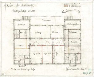 Fischer, Theodor; Nürnberg; Haus Adelsberger - 1. Wohnung (Grundriss EG)