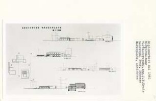 Dorfgestaltung (Diplomarbeit bei Kurt Dübbers): Marktplatz, Ansichten von Süden, Osten, Westen, Süden und Schnitte 1:200