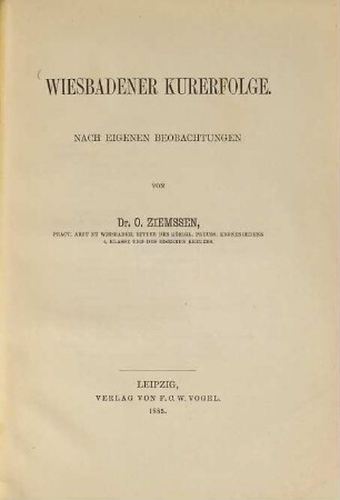 Wiesbadener Kurerfolge : Nach eigenen Beobachtungen