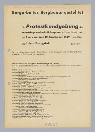 "Die Protestkundgebung der Industriegewerkschaft Bergbau in Essen"