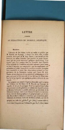 Lettre adressée au rédacteur du journal asiatique : (Extr. no 8 de l'année 1846 du j. as.)