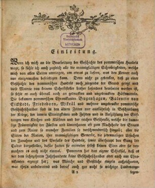 Versuch einer Geschichte des Pommerschen Handels : Eine Abhandlung, womit zur Feier ... des Kgl. akademischen Gymnasiums ... einladet Johann Jacob Sell, 1. (1796). - 34 S.