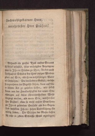 Hochwohlgeborner Herr, verehrtester Herr Präfect!