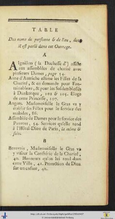 Table des noms de personne & de lieu