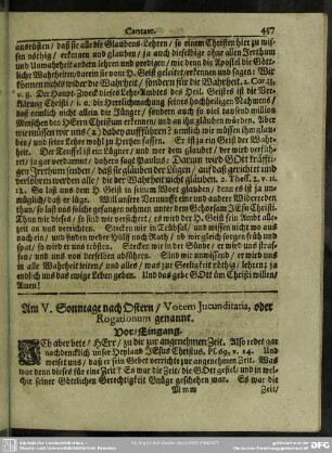 Am V. Sonntage nach Ostern, Vocem Jucunditatis, oder Rogationum genannt