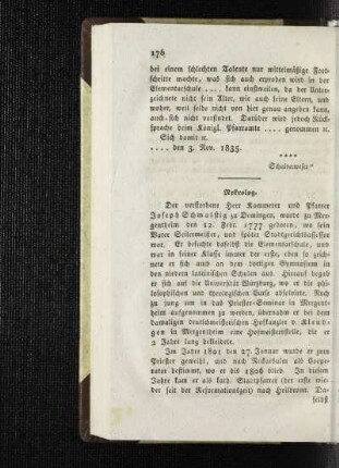 Nekrolog : Joseph Schmalstig