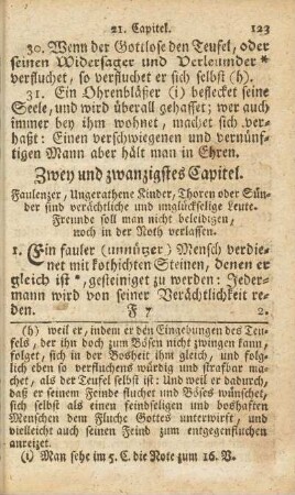Zwey und zwanzigstes Capitel. Faulenzer, Ungerathene Kinder, Thoren oder Sünder sind verächtliche und unglückselige Leute.