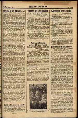 Zweite Ausgabe vom Freitag, den 21. Februar 1941.