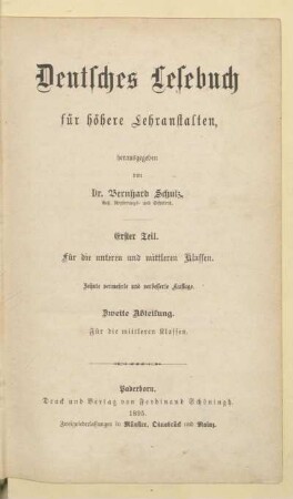 Abteilung 2 = Für die mittleren Klassen, [Schülerband]: [Abteilung 2 = Für die mittleren Klassen, [Schülerband]]