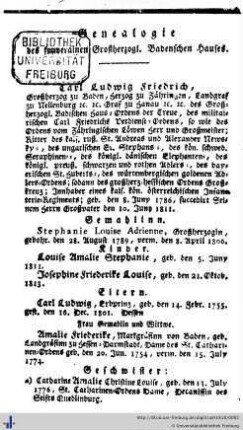 Genealogie des souverainen Großherzogl. Badenschen Hauses