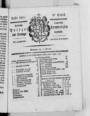 6tes Stück, Ausgabe vom 11. Februar 1801