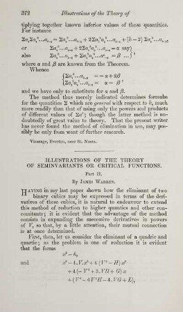Illustrations of the theory of seminvariants or critical functions.