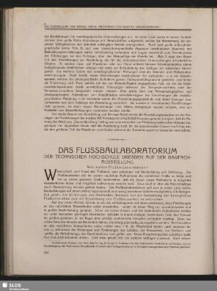 Das Flussbaulaboratorium der Technischen Hochschule Dresden auf der Baufach-Ausstellung. Was wollen Flußbaulaboratorien?