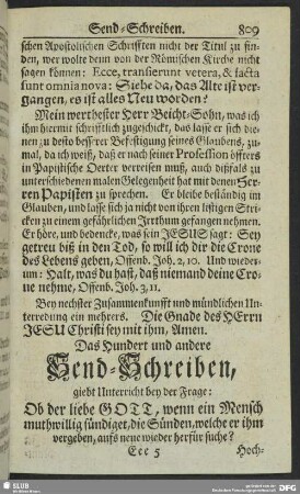 Das Hundert und andere Send-Schreiben
