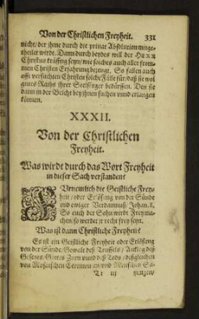 XXXII. Von der Christlichen Freyheit.
