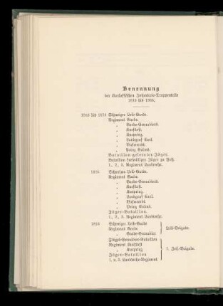 Benennung der Kurhessischen Infanterie-Truppenteile 1813 bis 1866.