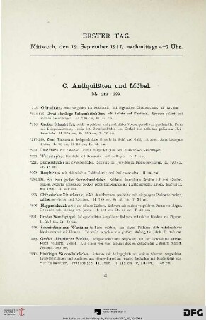 C) Antiquitäten und Möbel (Nr. 213-389)