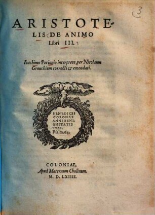 Aristotelis De animo libri III.
