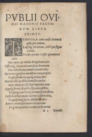 Publii Ovidii Nasonis Fastorum Liber Primus.