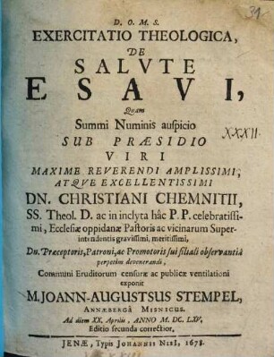 Exercitatio theol. de salute Esaui