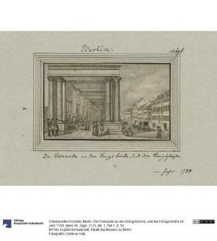 Berlin. Die Colonade an der Königsbrücke, und die Königsstraße im Jahr 1784