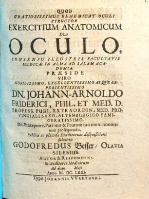 Exercitium Anatomicum De Oculo