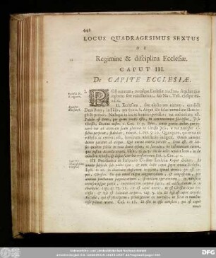 Locus Quadragesimus Sextus De Regimine disciplina Ecclesiae.