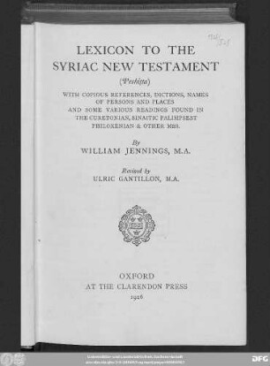 Lexicon to the Syriac New Testament 