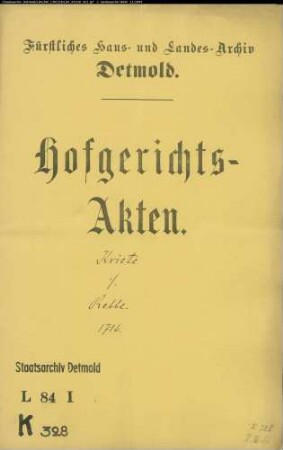 Kriete, Kord zu Schlangen gegen Kord Rebbe alias Schlömer - Schuldforderung