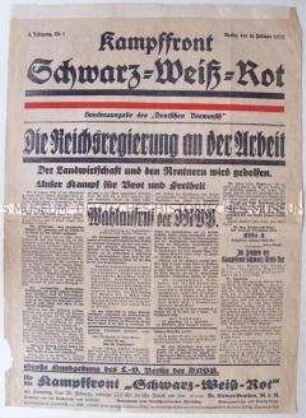 Sonderdruck der Kampffront Schwarz-Weiß-Rot zur Reichstagswahl 1933