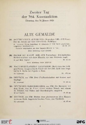 Zweiter Tag der 384. Kunstauktion. Dienstag, den 31. Jänner 1928 (Nr. 201-386)