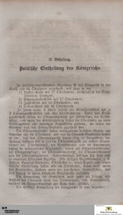 II. Abtheilung. Politische Eintheilung des Königreichs.
