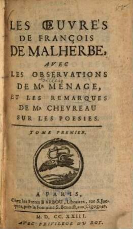 Les oeuvres de François de Malherbe. 1